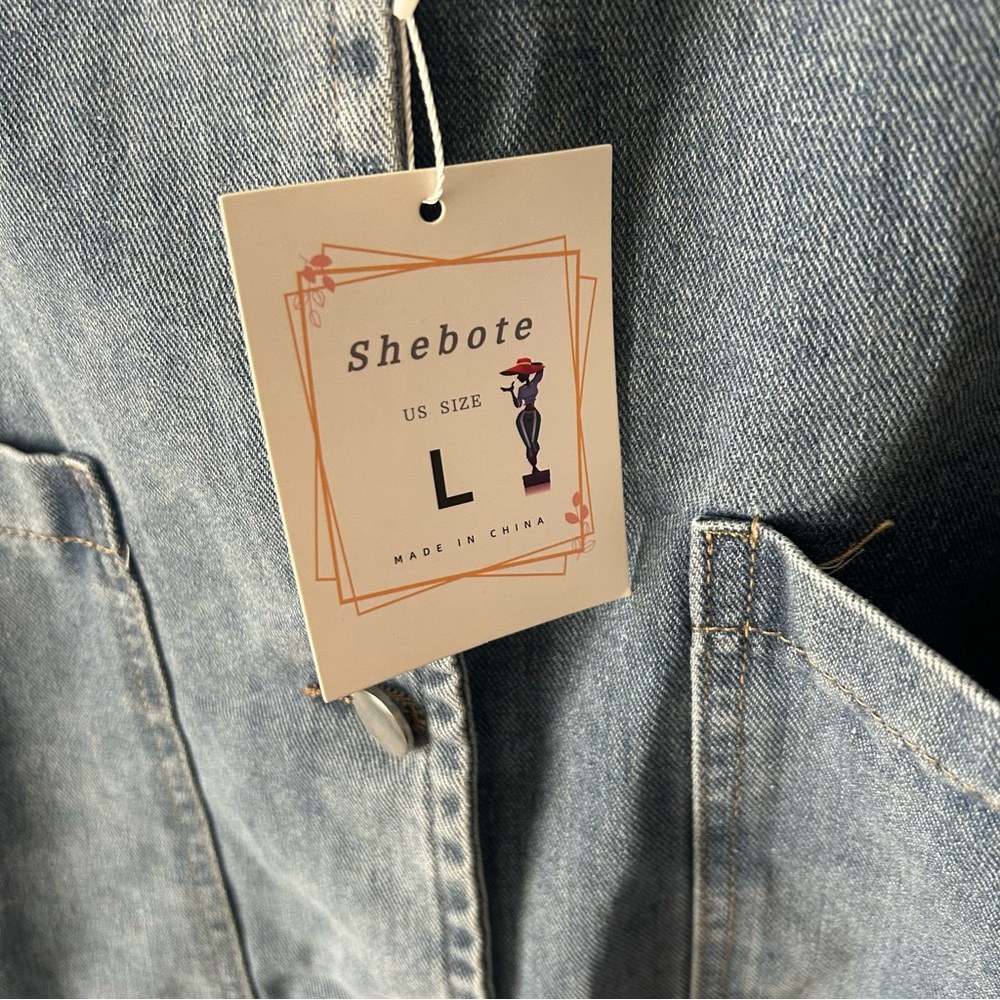Denim three button layering vest L - Picture 2 of 5